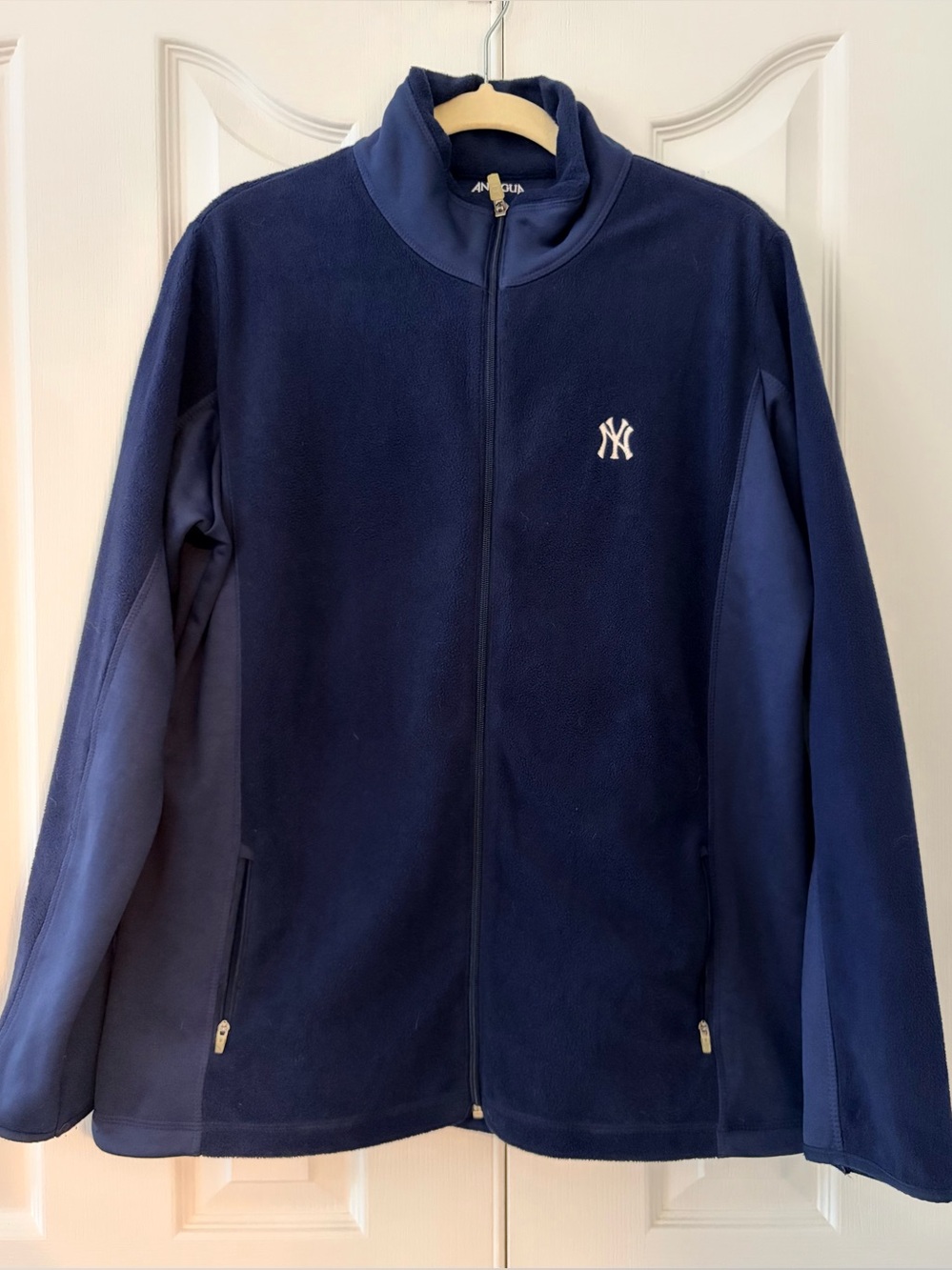 Navy Ladies Full-Zip Fleece Jacket with NY Yankees Logo